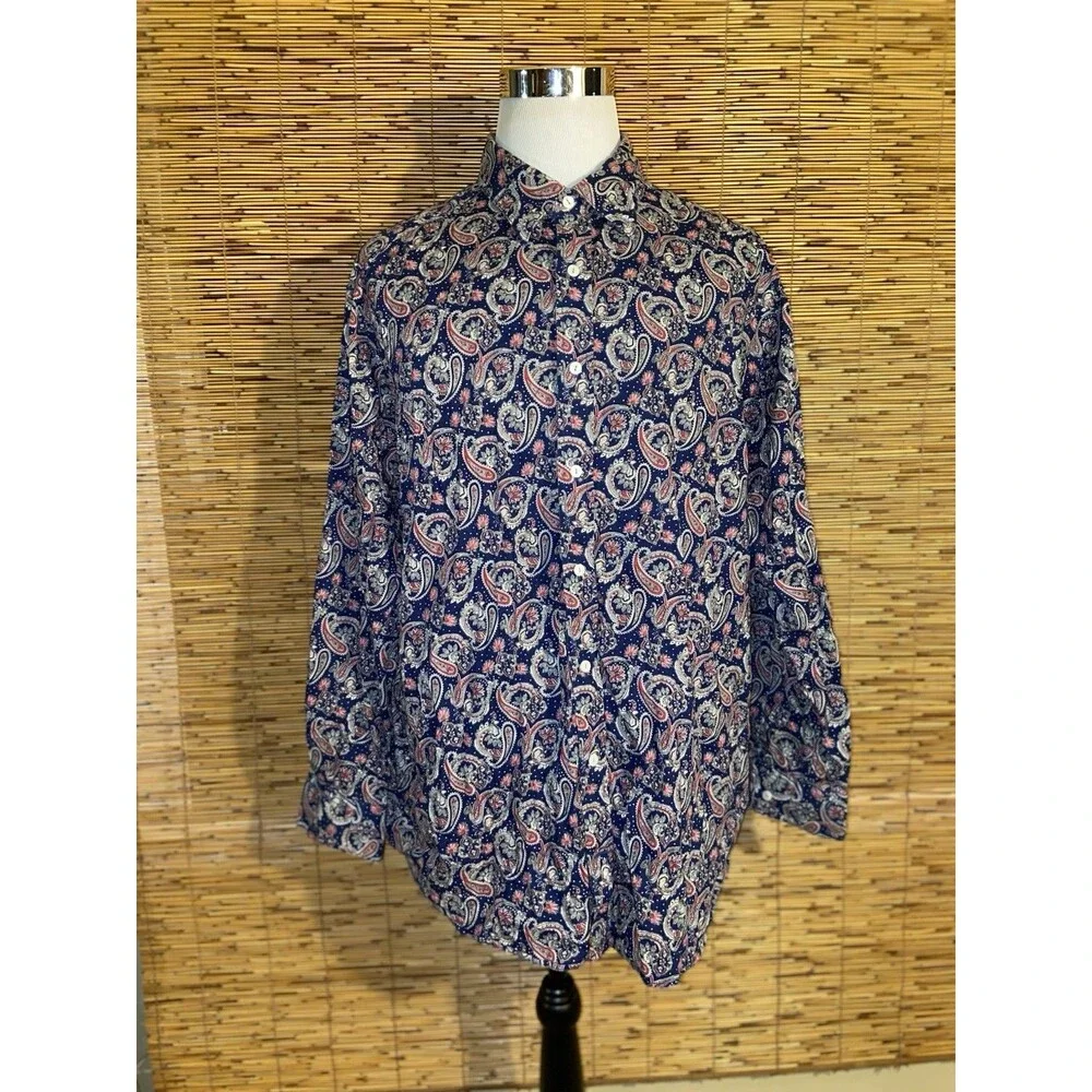 Cremieux Premium Paisley Shirt Men’s 3XB Long Sleeve Button Up Flip Cuff
